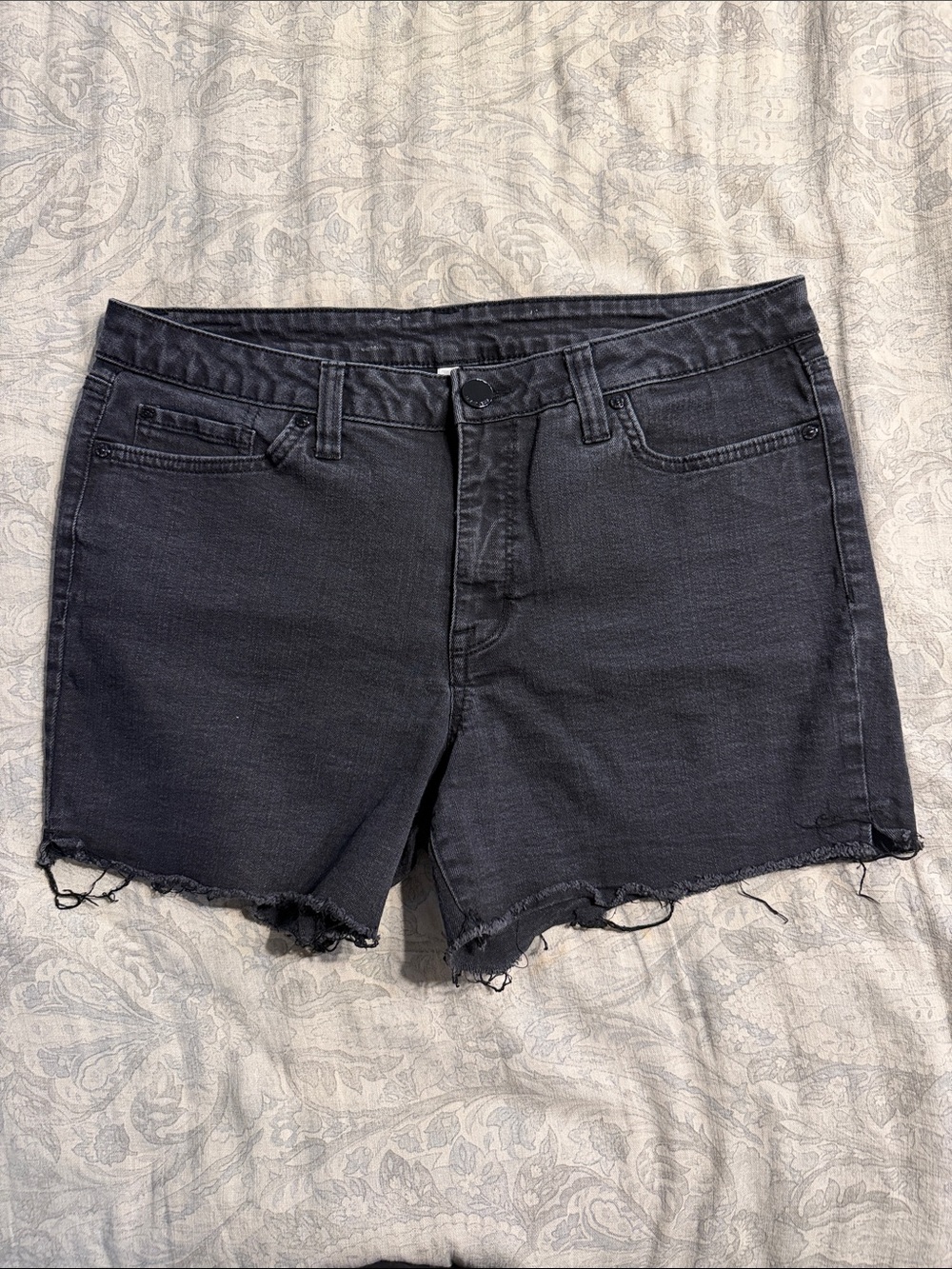 Seven7 Black Frayed Hem Denim Shorts